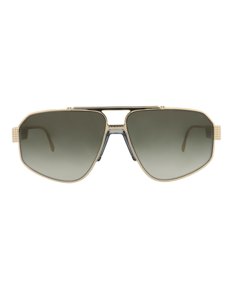 Philipp Plein Aviator-Frame Titanium Sunglasses Gold Gold Green (SPP106M-63-08FF)