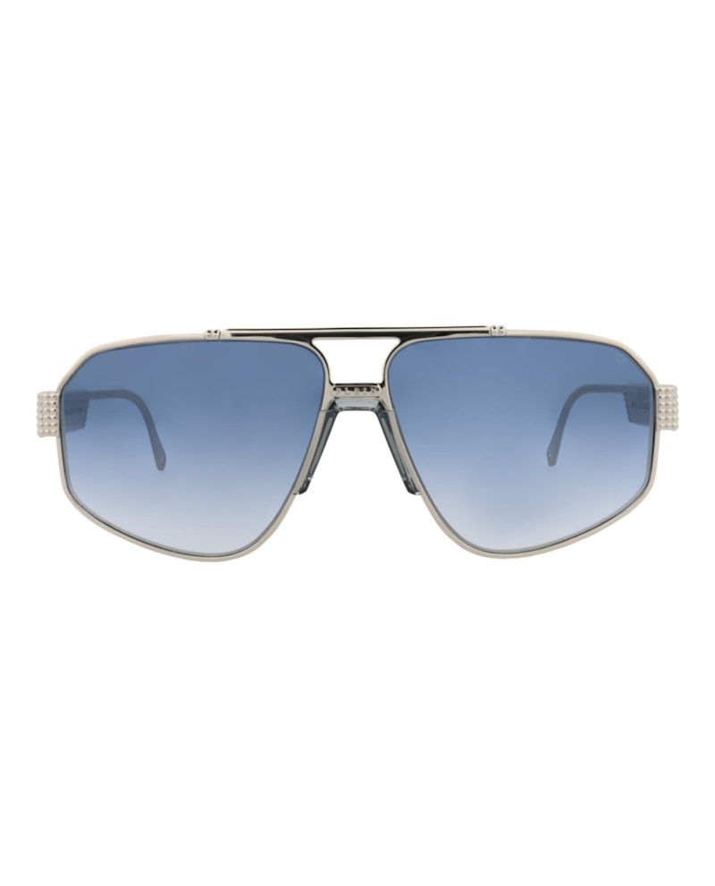 Philipp Plein Aviator-Frame Titanium Sunglasses Palladium Palladium Blue (SPP106M-63-0579)