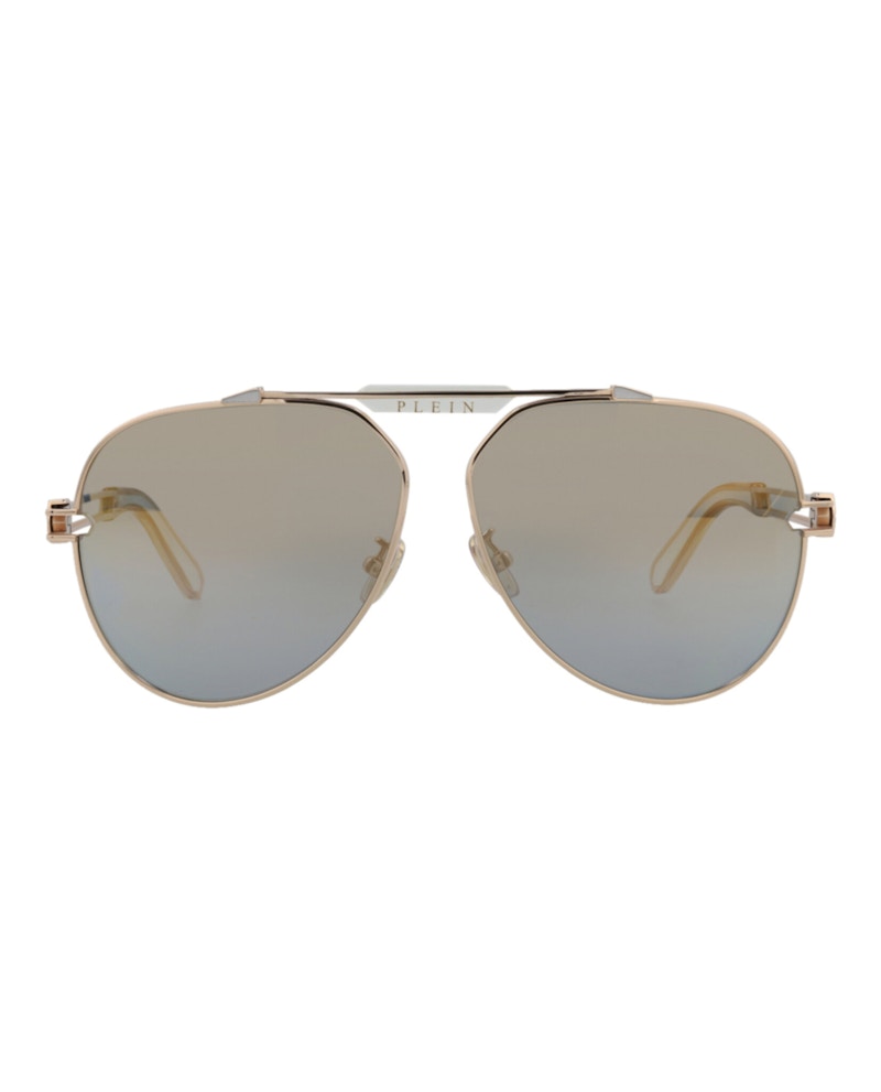 Philipp Plein Aviator-Frame Titanium Sunglasses Rose Gold Rose Gold Smoke (SPP048M-62-033M)