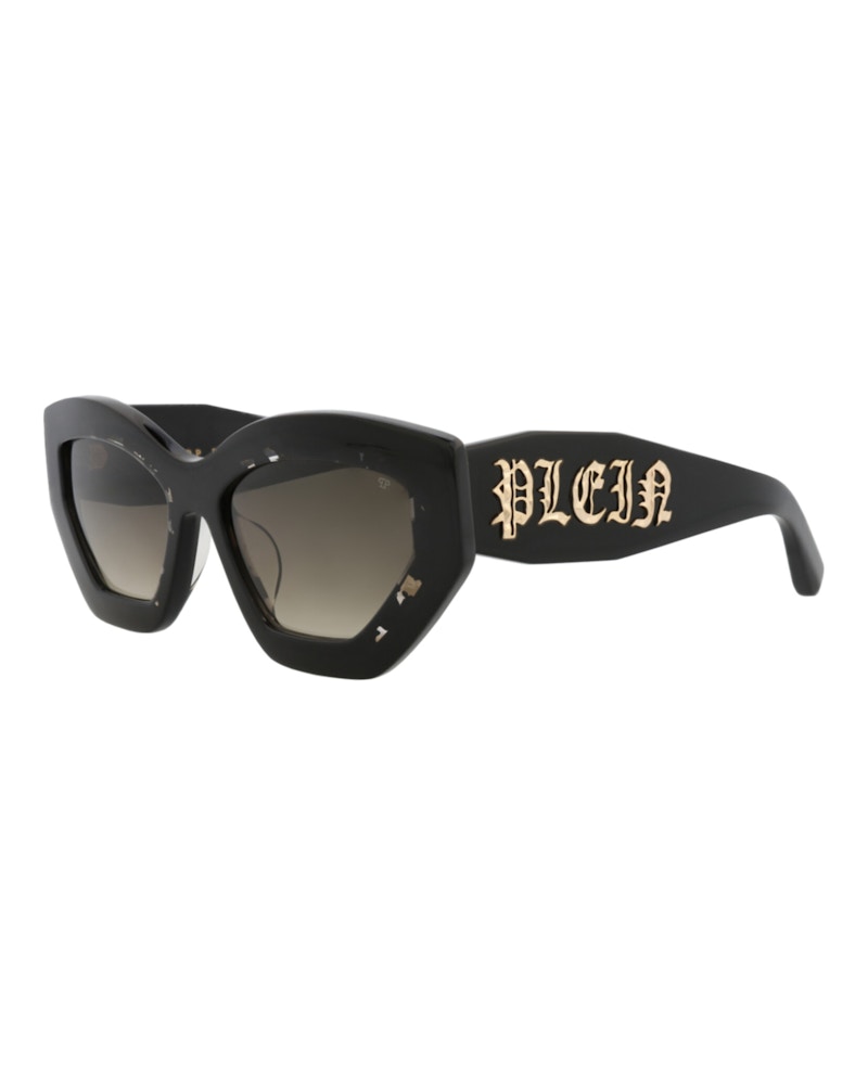 Philipp Plein Cat Eye-Frame Acetate Sunglasses Black Black Green (SPP099M-55-0700)