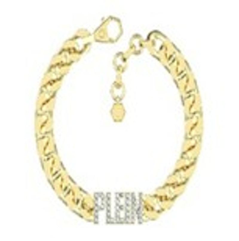 Philipp Plein Lettering Crystal Cuban Links Bracelet Gold