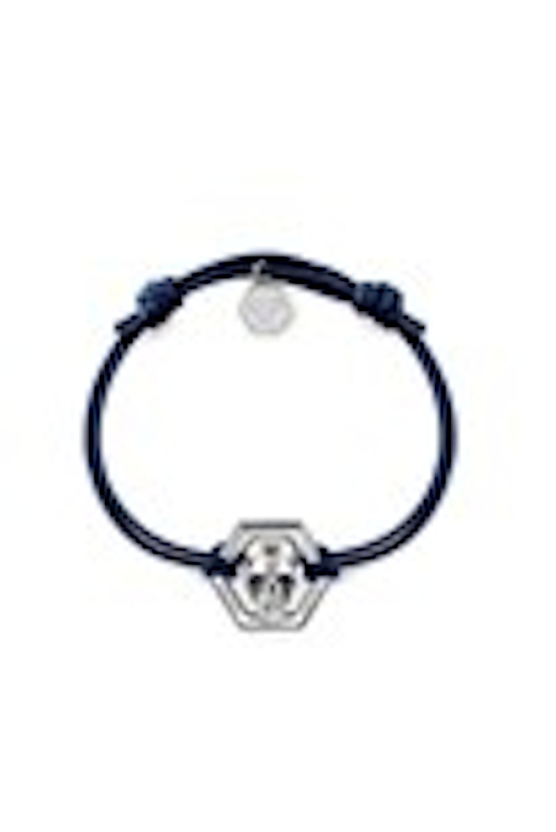 Philipp Plein Linked Cotton Cord Bracelet Stainless Steel