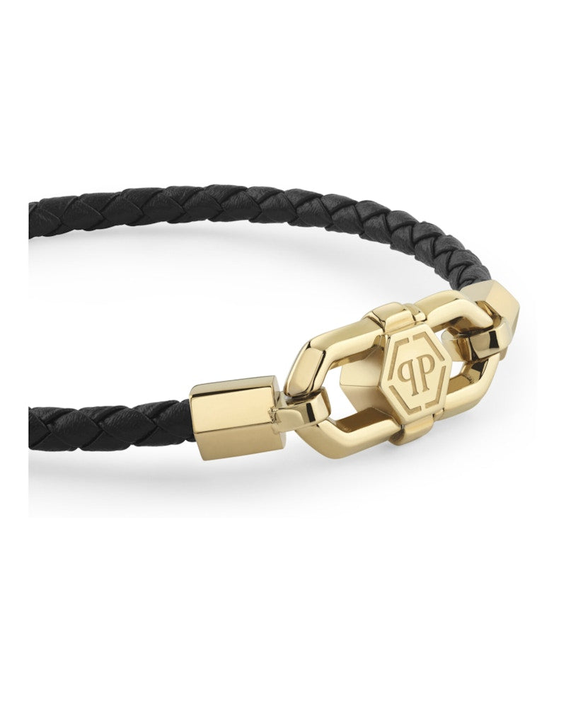 Philipp Plein Plein Edge Calf Leather Bracelet Gold