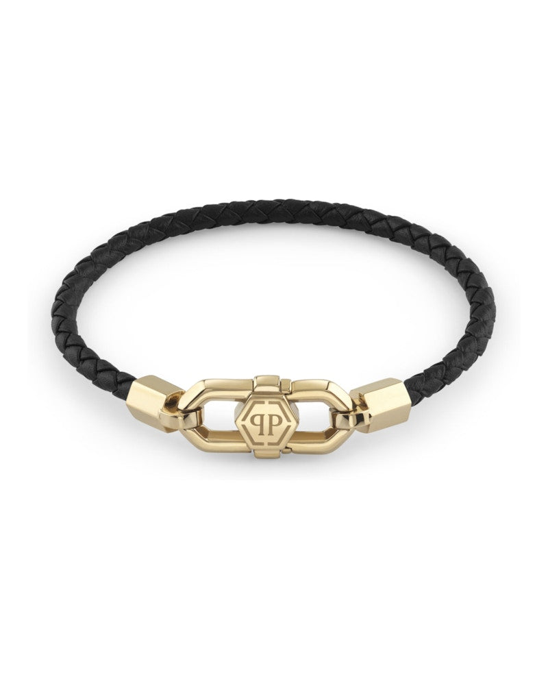 Philipp Plein Plein Edge Calf Leather Bracelet Gold
