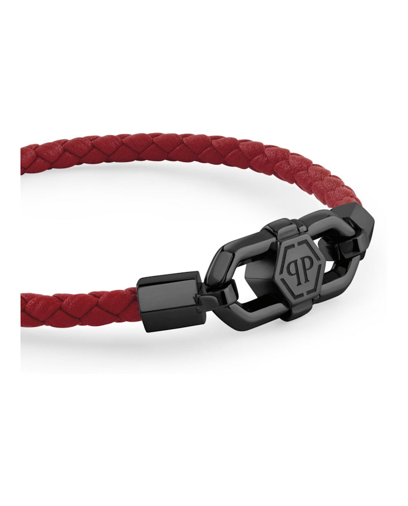 Philipp Plein Plein Edge Calf Leather Bracelet Gun