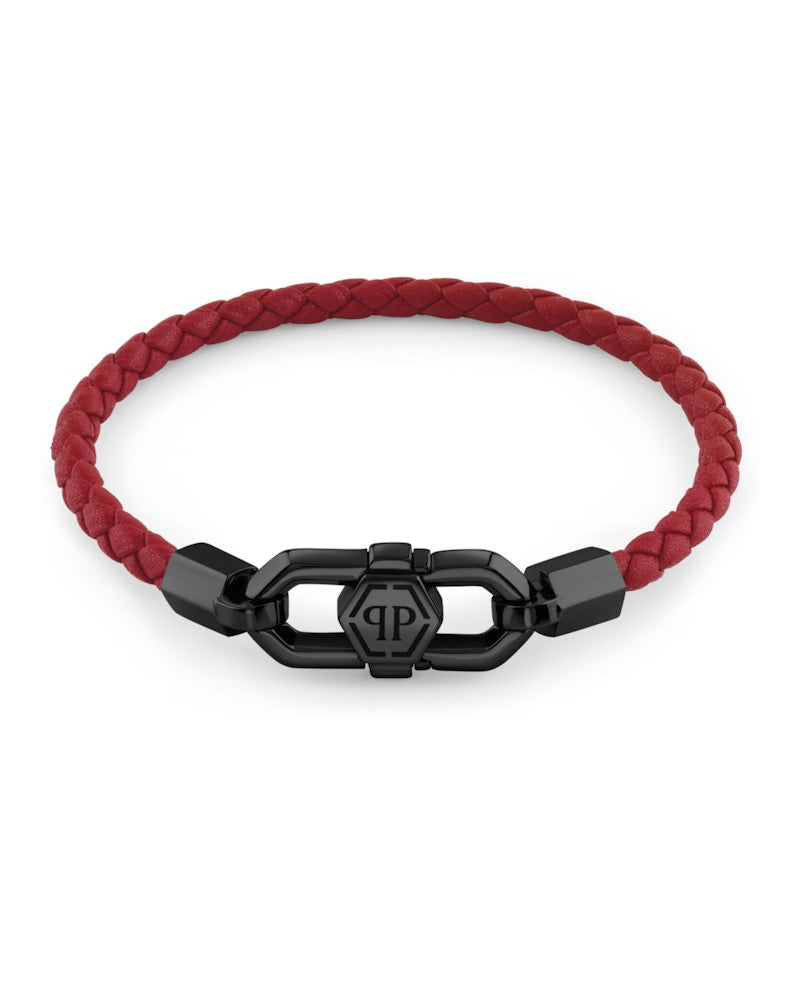 Philipp Plein Plein Edge Calf Leather Bracelet Gun