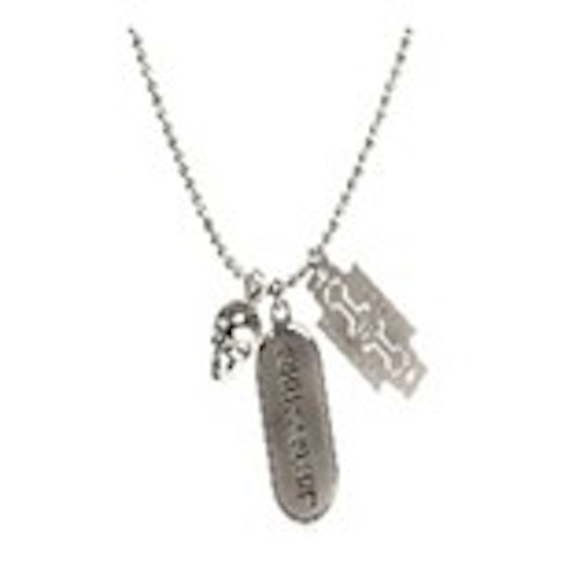 Philipp Plein Plein Tag Bead Chain Necklace Stainless Steel