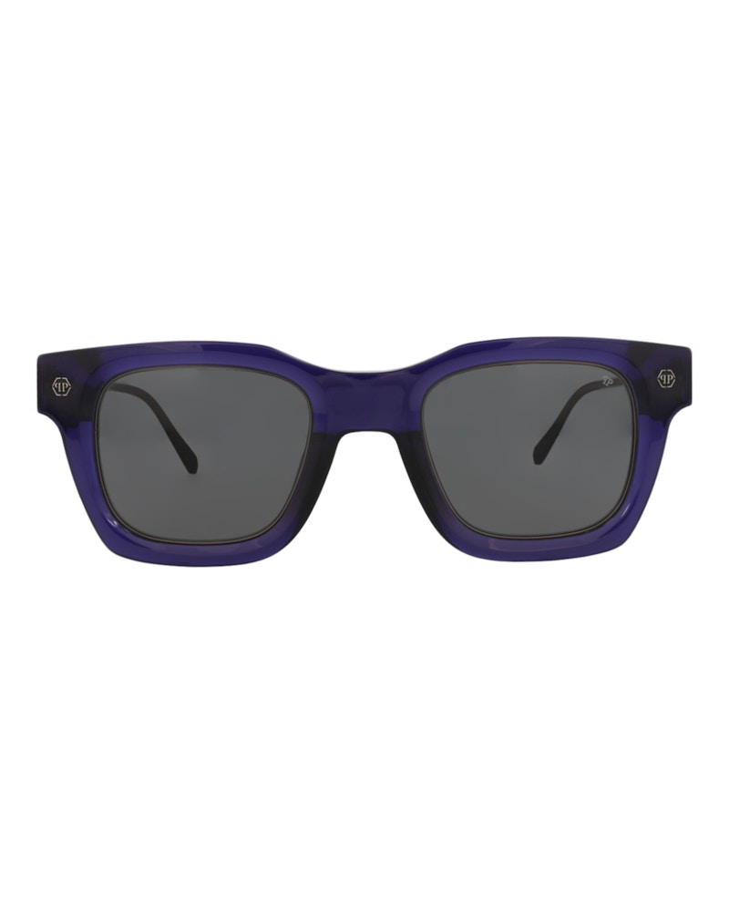 Philipp Plein Square-Frame Acetate Sunglasses Blue Black Smoke (SPP105M-50-0T31)