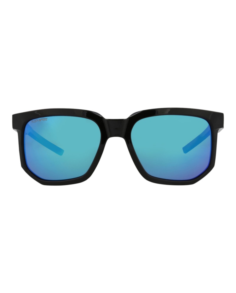 Philipp Plein Square-Frame Injection Sunglasses Black Black Blue (SSP011-56-Z42Z)