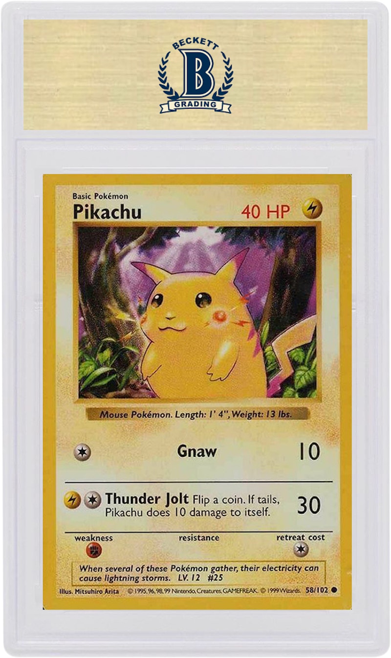 Pikachu 1999 Pokemon TCG Red Cheeks Shadowless #58 (PSA or BGS Graded)