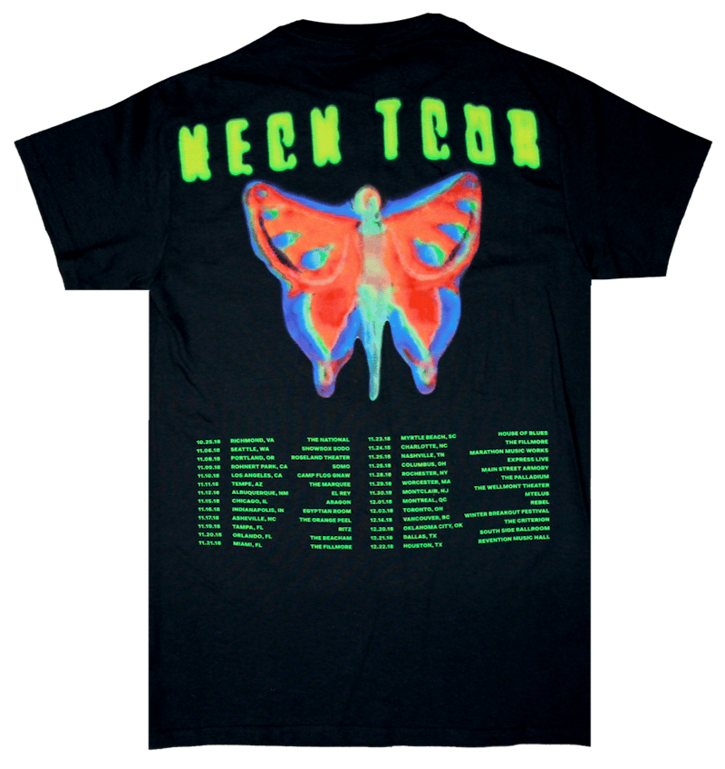 Playboi Carti Neon Tour Butterfly T-shirt Black