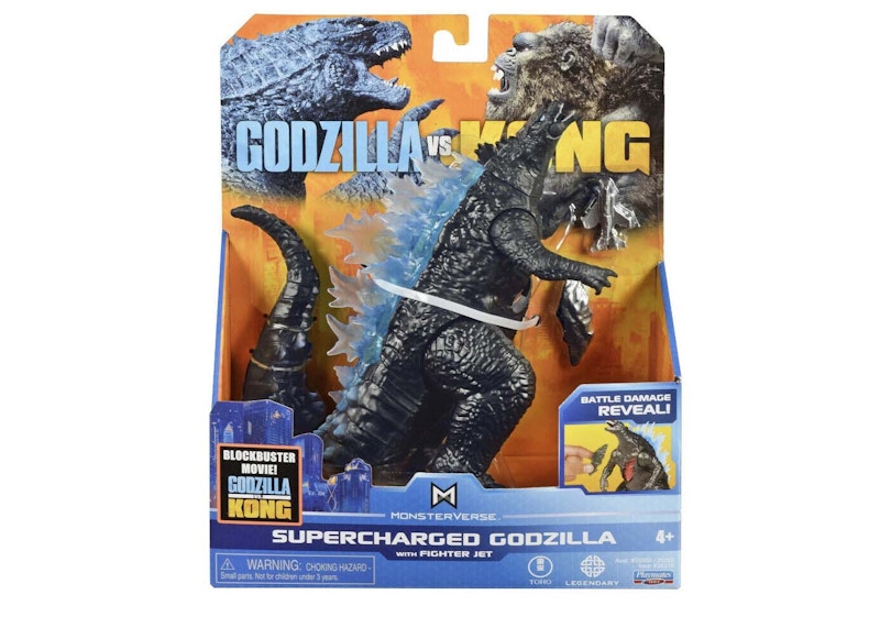 Playmates Toys Godzilla vs. Kong Monsterverse Supercharged Godzilla With Fighter Jet Action Figure Black