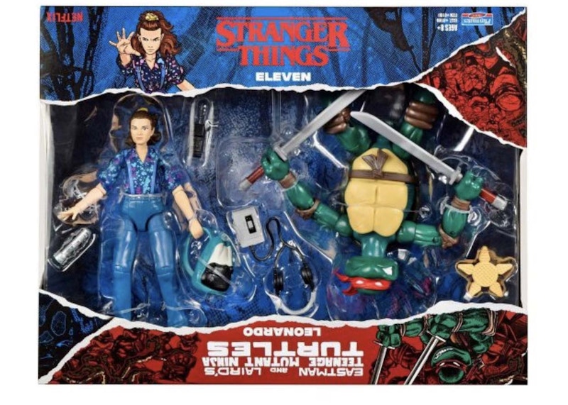 Playmates Toys Teenage Mutant Ninja Turtles x Stranger Things Leonardo & Eleven Action Figure 2-Pack