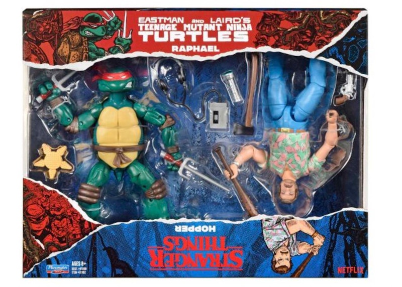 Playmates Toys Teenage Mutant Ninja Turtles x Stranger Things Raphael & Hopper Action Figure 2-Pack