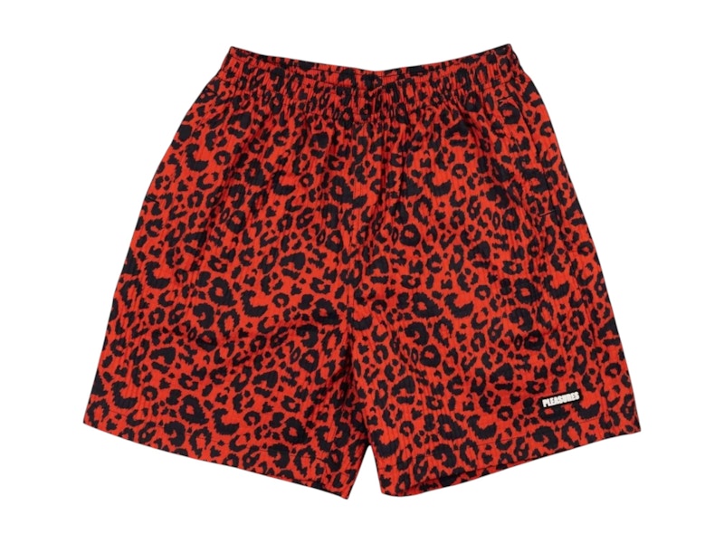 Pleasures Leopard Active Shorts Red