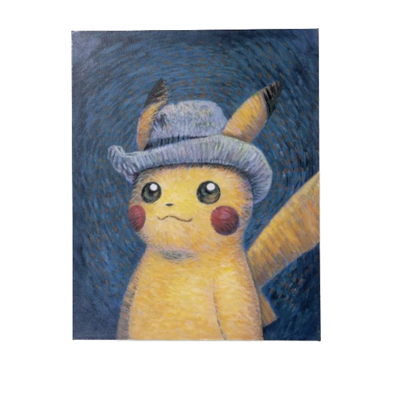 Pokemon Center x Van Gogh Museum: Pikachu Inspired by Self-Portrait with Grey Felt Hat Canvas Wall Art