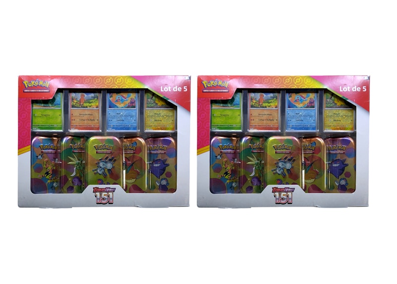 Pokémon Scarlet & Violet 151 (French) 5 Mini Tin Bundle 2x Lot (Tin Art Mary Vary)