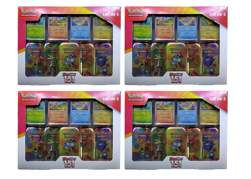 Pokémon Scarlet & Violet 151 (French) 5 Mini Tin Bundle 4x Lot (Tin Art Mary Vary)