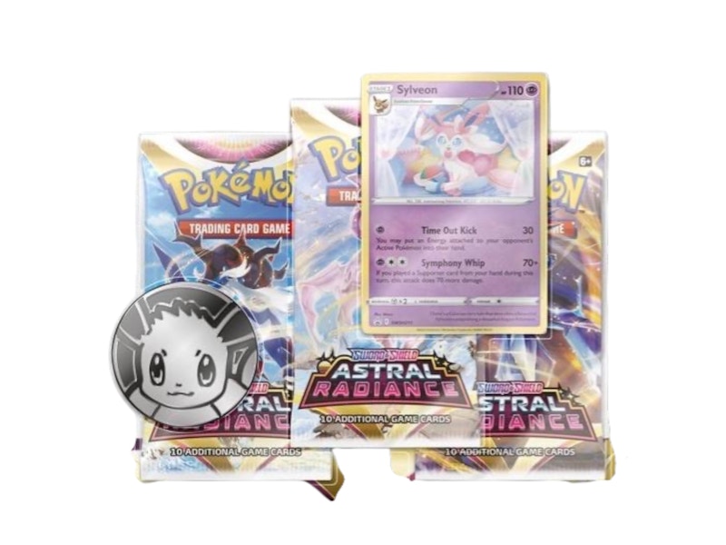 Pokémon Sword & Shield Astral Radiance Coin & Sylveon Promo Card 3 Booster Packs