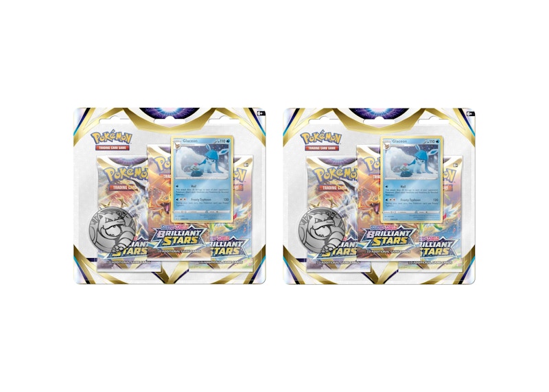 Pokémon Sword & Shield Brilliant Stars Glaceon Promo Card 3 Booster Packs 2x Lot