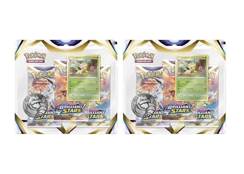 Pokémon Sword & Shield Brilliant Stars Leafeon Promo Card 3 Booster Packs 2x Lot