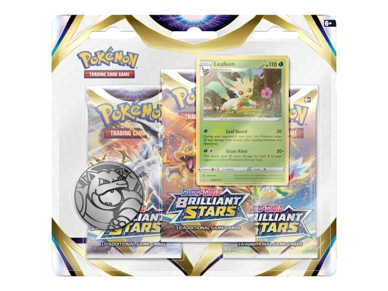 Pokémon Sword & Shield Brilliant Stars Leafeon Promo Card 3 Booster Packs