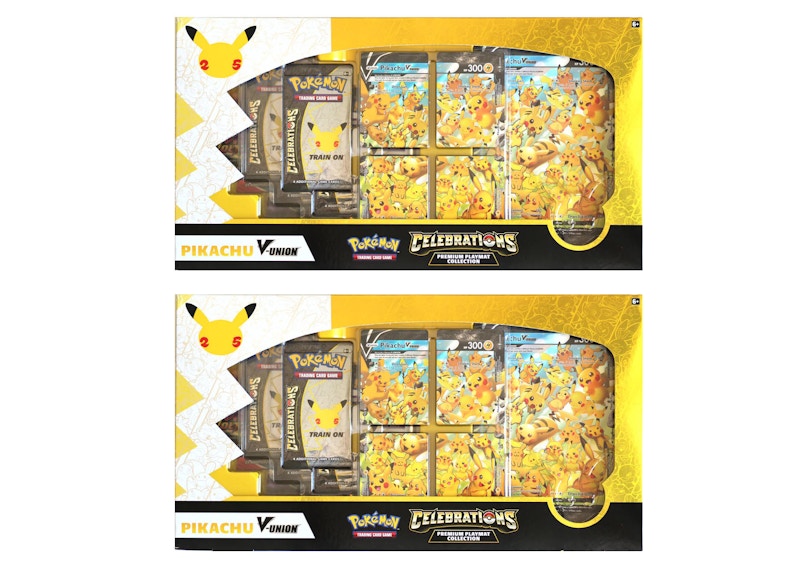 Pokémon TCG 25th Anniversary Celebrations Pikachu V Union Premium Playmat Collection Box 2x Lot
