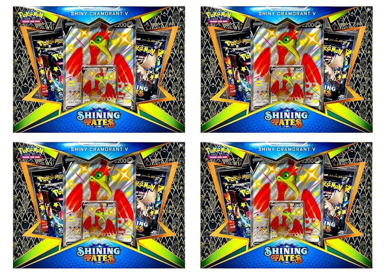 Pokemon TCG Shining Fates Shiny Cramorant V Collection Box 4X Lot