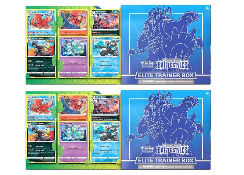 Pokémon TCG Sword & Shield Battle Styles Elite Trainer Box Rapid Strike (with Bonus Cards) 2x Lot