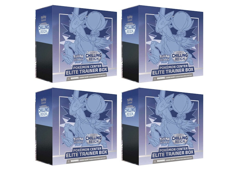 Pokémon TCG Sword & Shield Chilling Reign (Pokémon Center Exclusive) Elite Trainer Box (Ice Rider Calyrex) 4x Lot