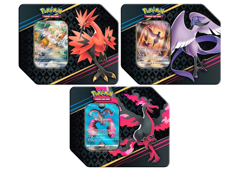 Pokémon TCG Sword & Shield Crown Zenith Zapdos/Articuno/Moltres Tin 3x Bundle