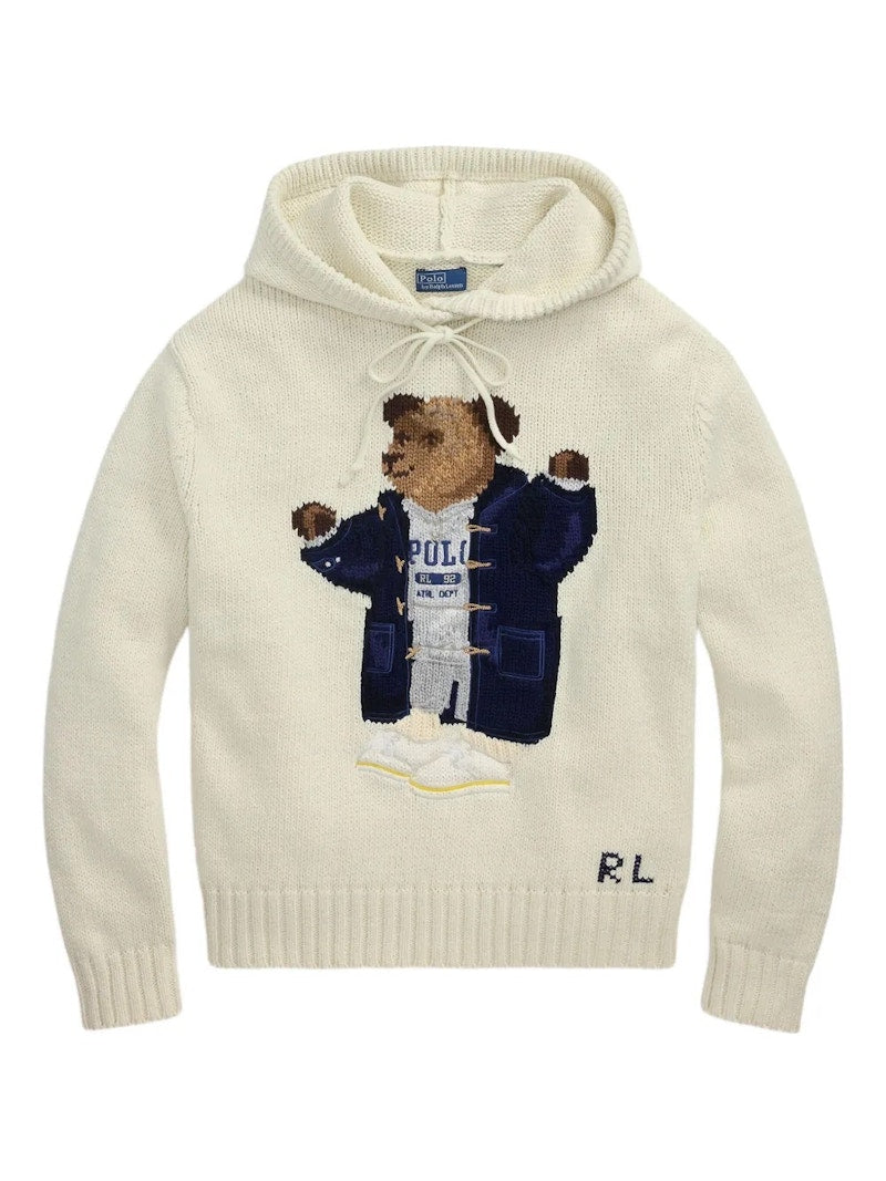 Polo Ralph Lauren Bear Long Sleeve Hood Pullover Parchment Cream