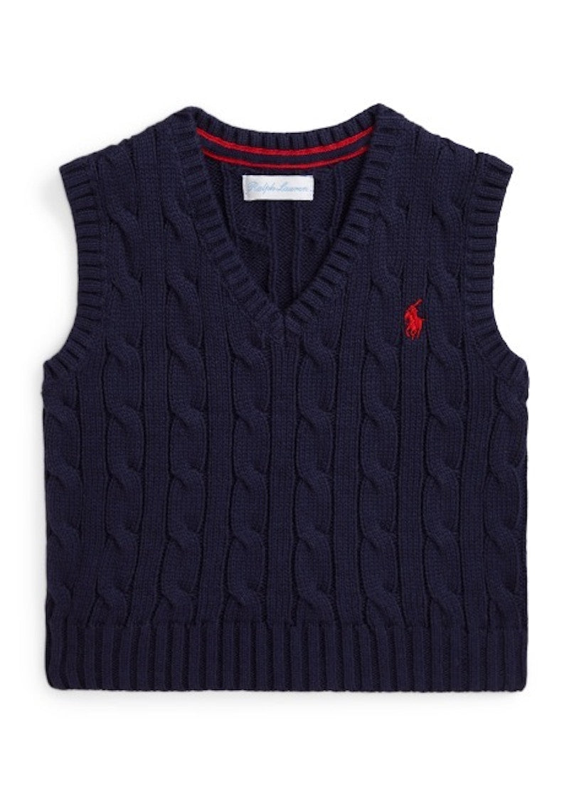Polo Ralph Lauren Boys Combed Cotton Knit Sweater Vest Navy