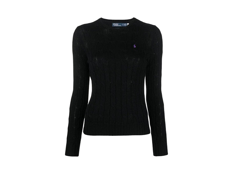 Polo Ralph Lauren Cable Knit Cotton Crewneck Sweater Polo Black