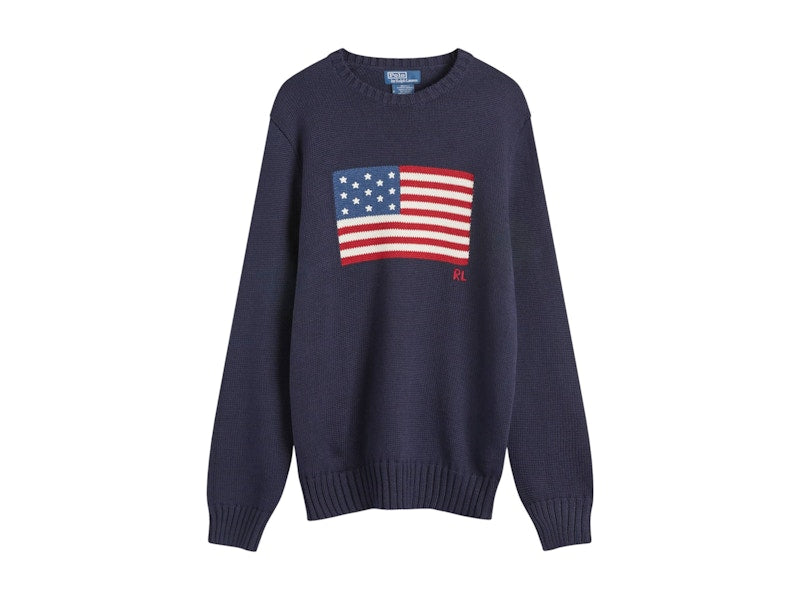 Polo Ralph Lauren Flag Intarsia Crew Jumper Hunter Navy