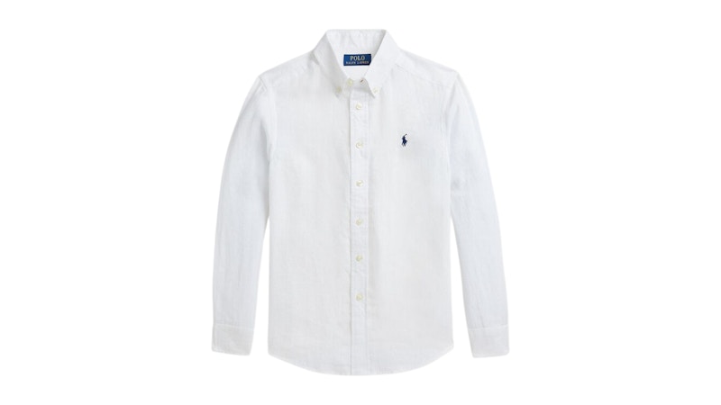 Polo Ralph Lauren Kids Long-Sleeve Linen Sport Shirt White