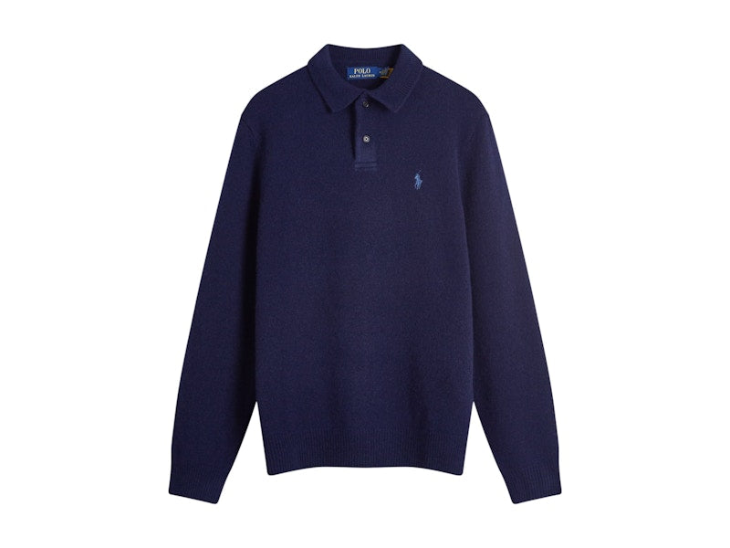 Polo Ralph Lauren Lambswool Knitted Long Sleeve Polo Hunter Navy