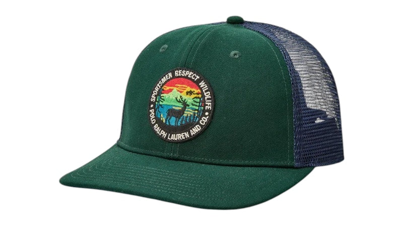 Polo Ralph Lauren Logo-Patch Twill Trucker Cap College Green/Navy