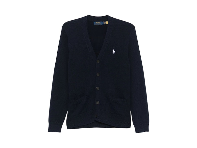 Polo Ralph Lauren Long-Sleeve Cotton Shaker V-Neck Cardigan Hunter Navy/White Pp