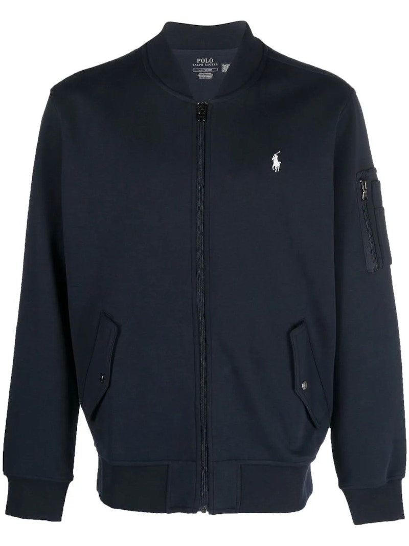 Polo Ralph Lauren Long Sleeve Double Knit Tech Full Zip Bomber Jacket Aviation Navy