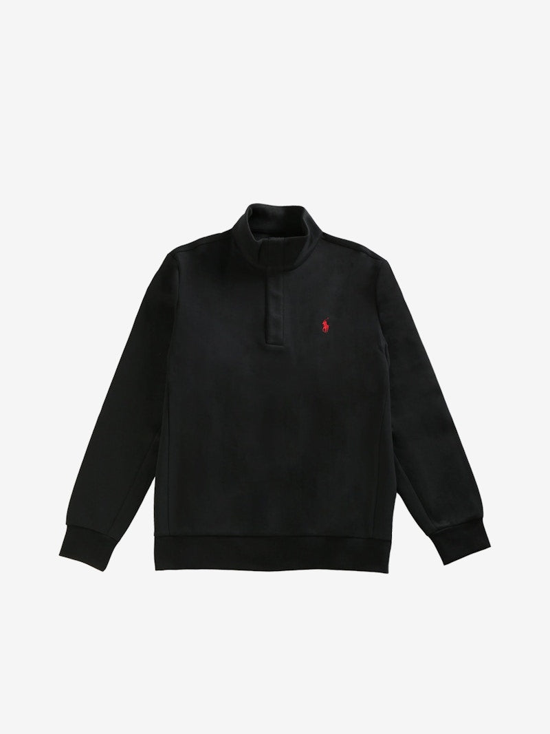 Polo Ralph Lauren Long Sleeve Double Knit Tech Snap Mock Neck Sweatshirt Black