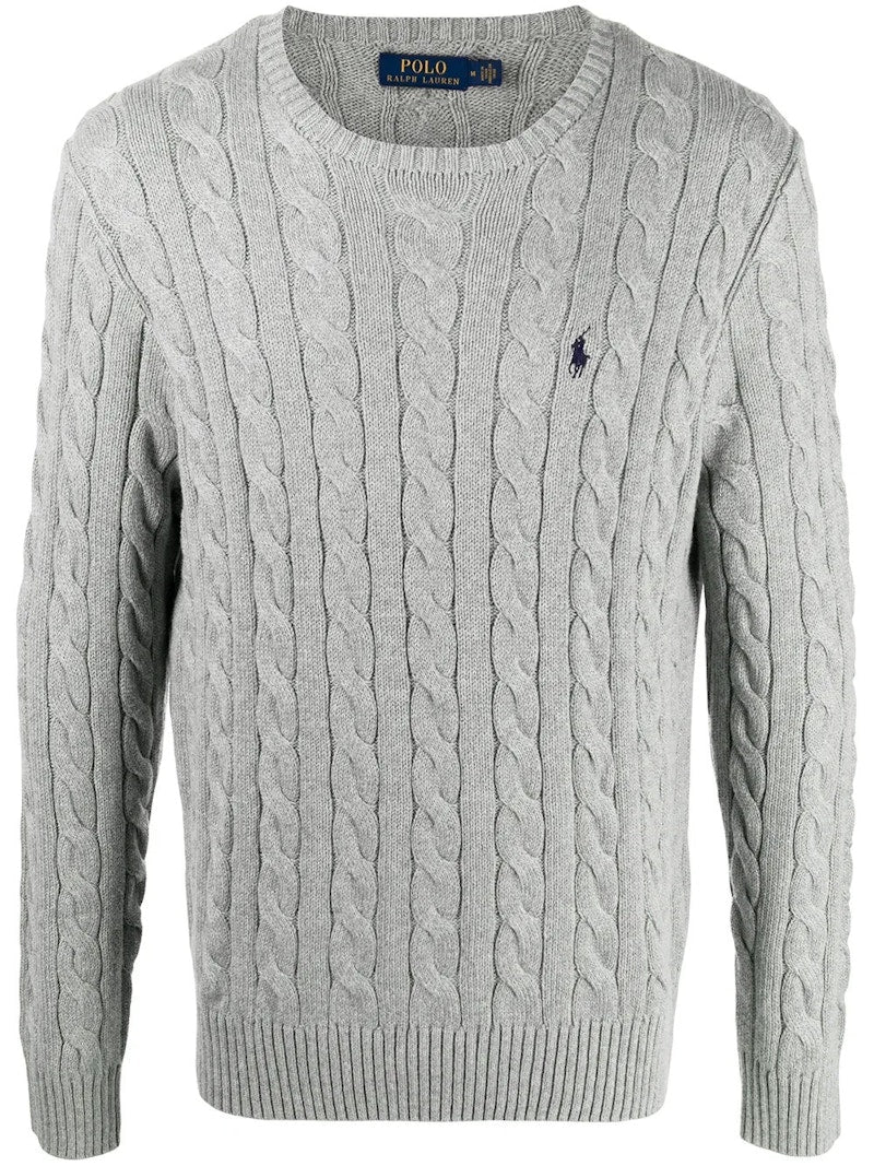 Polo Ralph Lauren Long Sleeve Knit Crewneck Sweater Fawn Grey Heather