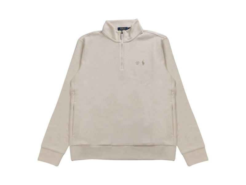 Polo Ralph Lauren Long-Sleeve Loopback Terry 1/2 Zip W/On-Seam Pockets Sweatshirt Antique Cream