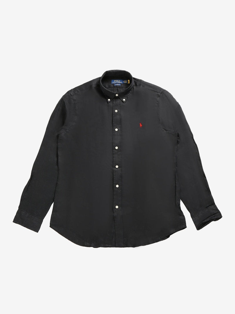 Polo Ralph Lauren Long-Sleeve Piece Dye Linen Sport (V1) Shirt Black Red