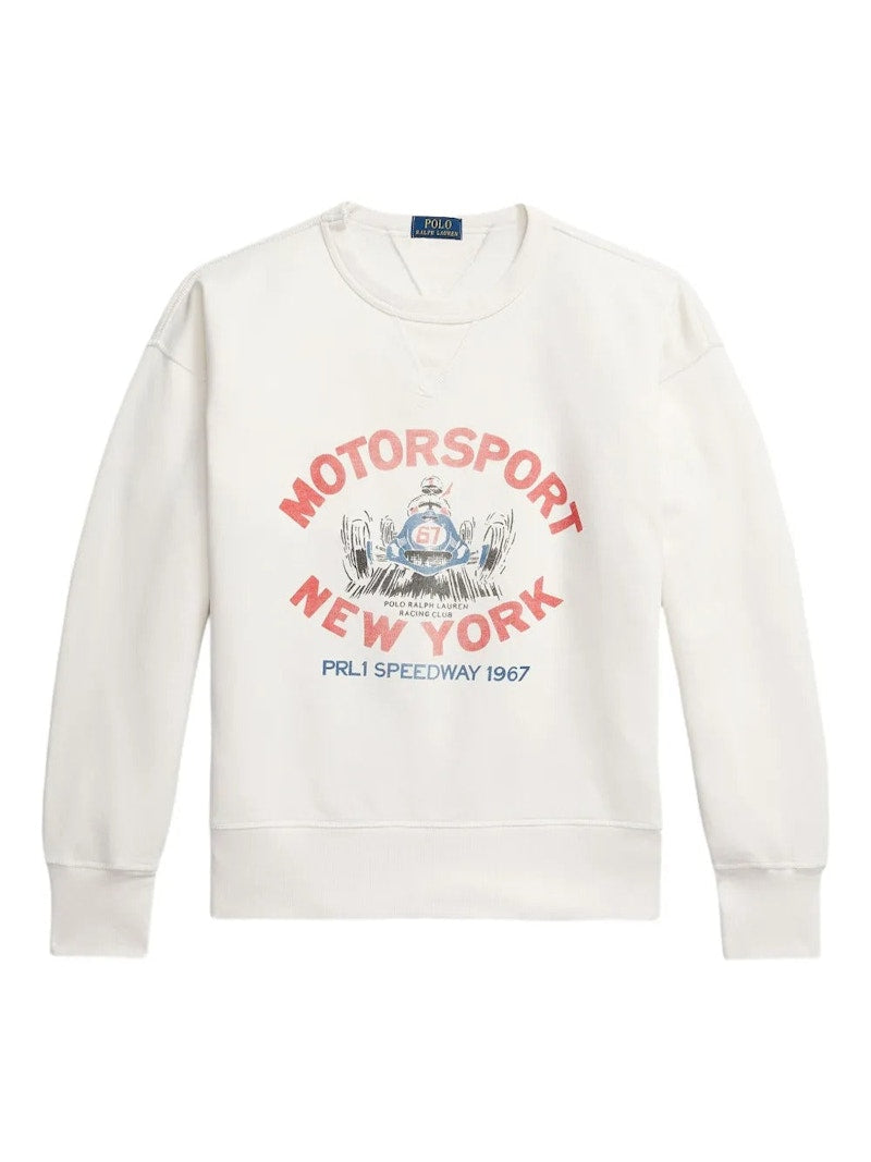 Polo Ralph Lauren Long-Sleeve Seasonal Fleece Print Motorsport Crewneck Nevis