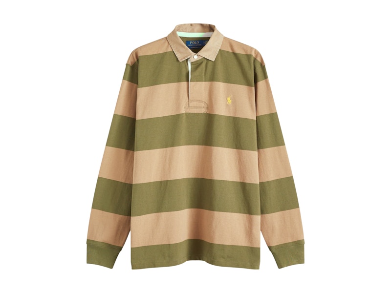 Polo Ralph Lauren Long Sleeve Stripe Rugby Shirt New Olive/Montana Khaki