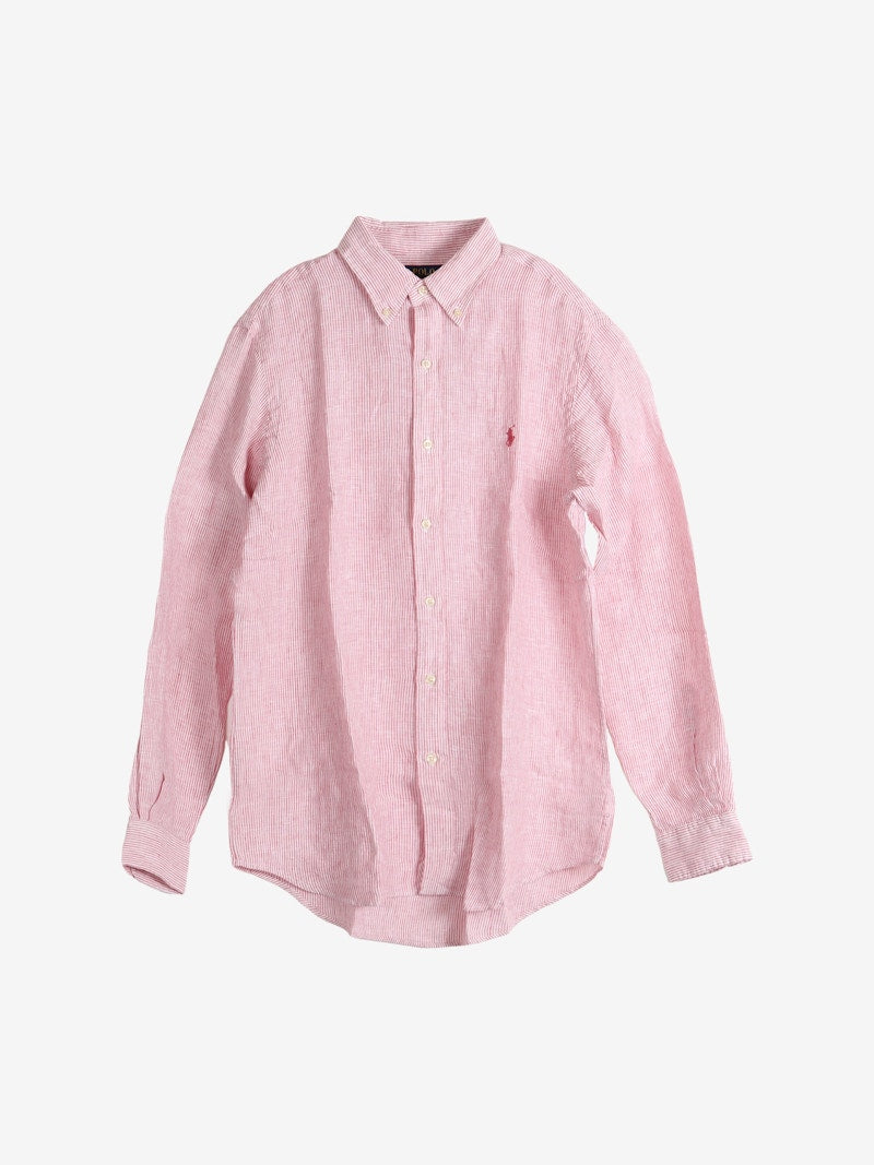 Polo Ralph Lauren Long Sleeve Stripe Sport Shirt Berry White