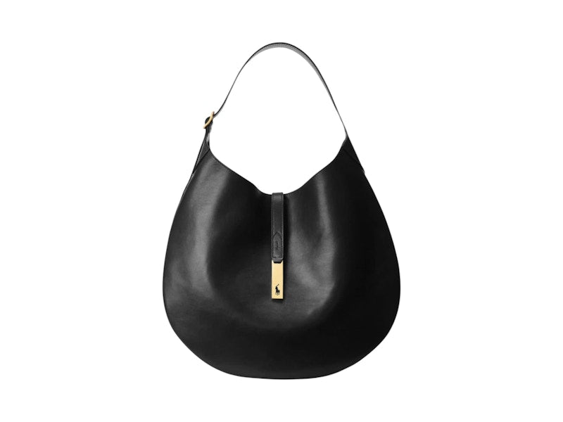 Polo Ralph Lauren Polo ID Calfskin Medium Shoulder Bag Black