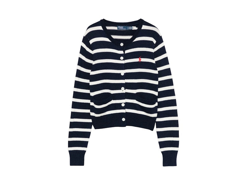 Polo Ralph Lauren Pony Striped Cable Cardigan Navy/White Multi