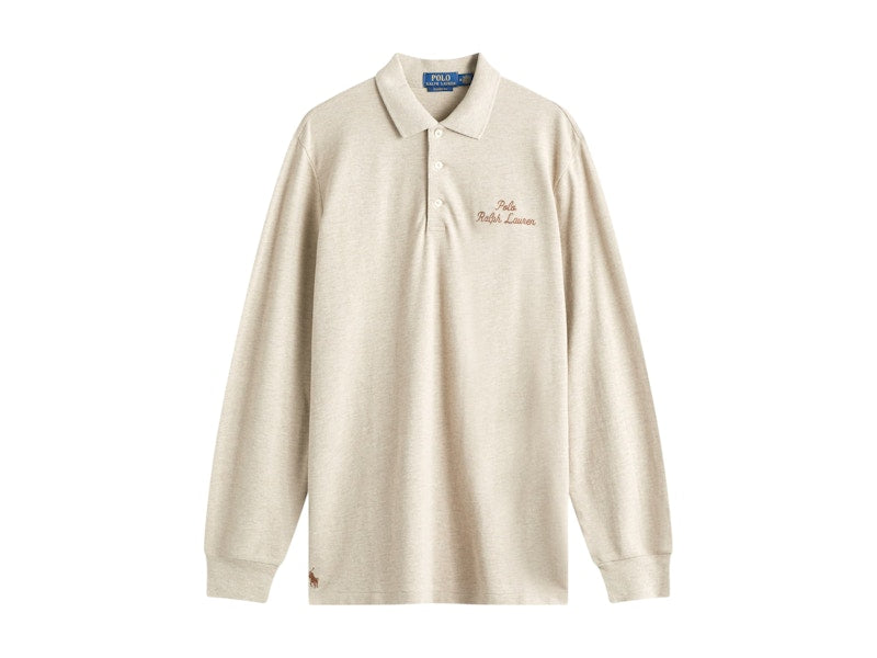 Polo Ralph Lauren Script Logo Long Sleeve Polo Tuscan Beige Heather